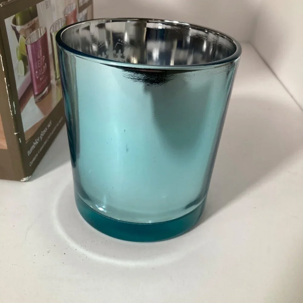 Set 4 Drinking Glass Pier 1 Imports Tumblers Iridescent Keep Calm 8 x 8 x 5